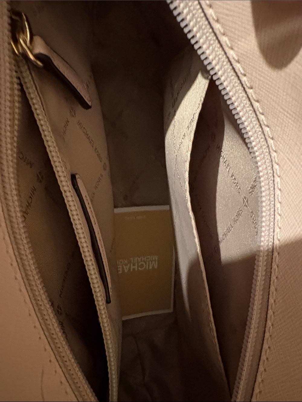 Blush Saffiano Tote wGold. Used twice. little blue on edge of purse from Jeans - Picture 6 of 6